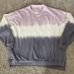 American Eagle Womens Soft Pink White Gray Tie Dye Oversized Sweat Shirt Size XS